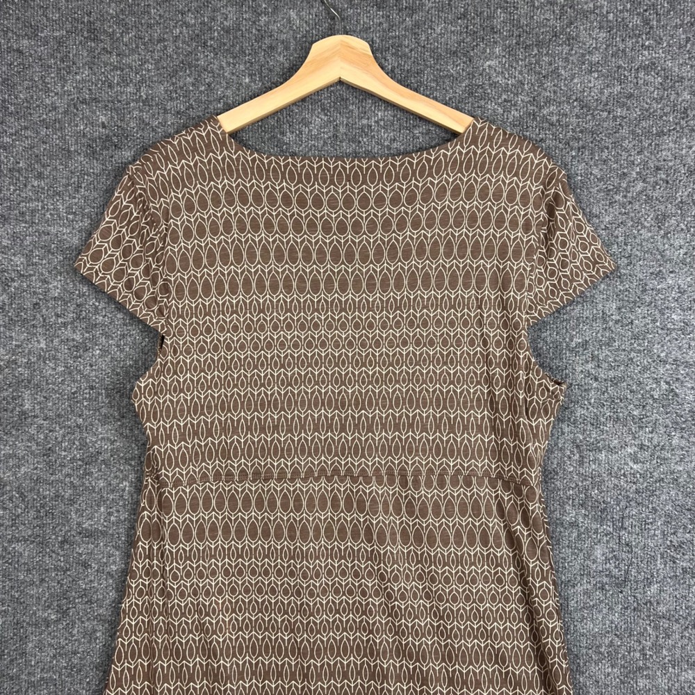 Toad&Co A-Line Dress Womens XL Brown Good Geometric V-Neck Organic Cotton Blend - Picture 4 of 8